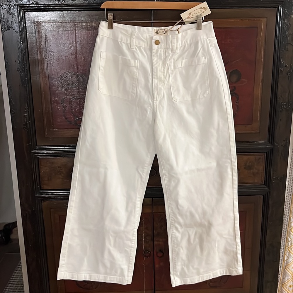JoyFolie Avina Cropped Pant In White- Size: 29.